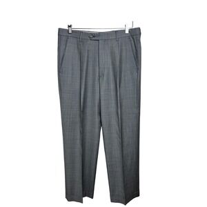 ZIGNONE Mens New Wool Dress Pants‎ Pleated Flat Front Grey Super 110s Italy B27